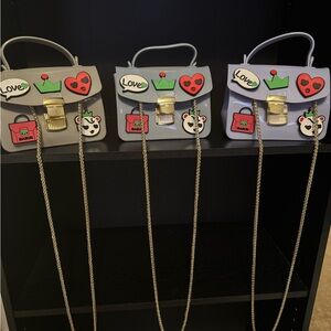 Cute Patch Accent Mini Satchel - Light Gray